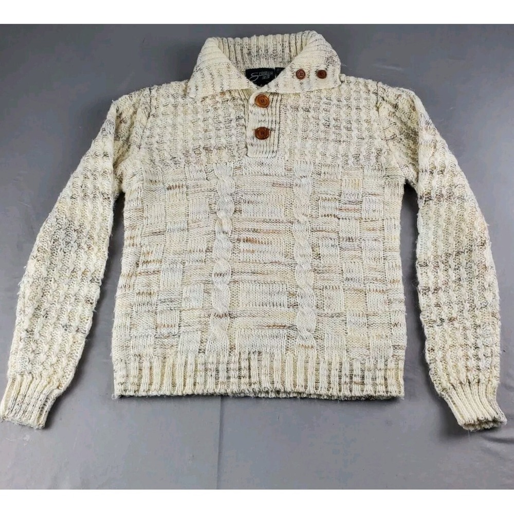 Vintage Studio 33 Sweater Womens Medium White Chunky Cable Knit Fisherman 90s